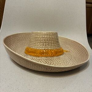Whittier Pottery Sombrero Ceramic Chip Dip Bowl USA WP 86 Vintage